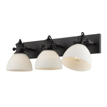 Golden 3118-BA3 BLK-OP - Yep by Golden Lighting Hines 3-light Vanity in Matte Black and Opal Glass